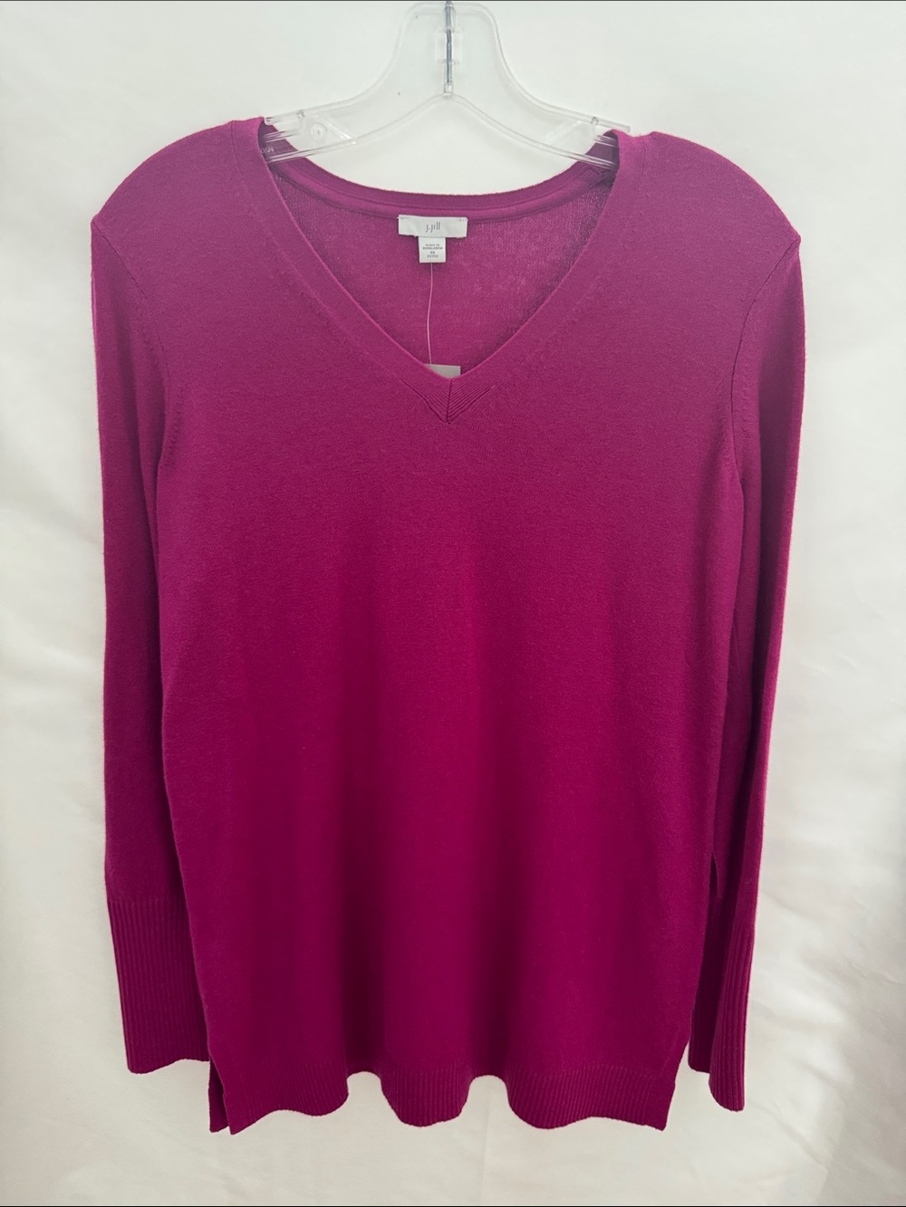 J. Jill V-Neck Long Sleeve Sweater - Magenta Size Petite X/S